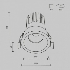 Встраиваемый светильник Maytoni Dip DL117-15W-2.7K-B в Коротчаево - korotchaevo.ok-mebel.com | фото 2