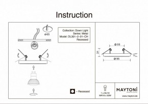 Встраиваемый светильник Maytoni Metal DL301-2-01-CH в Коротчаево - korotchaevo.ok-mebel.com | фото 5